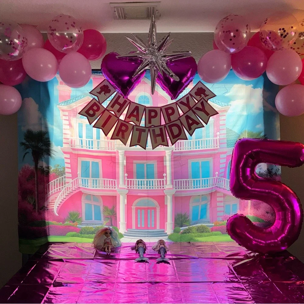 Barbie Dream house photo backdrop birthday background